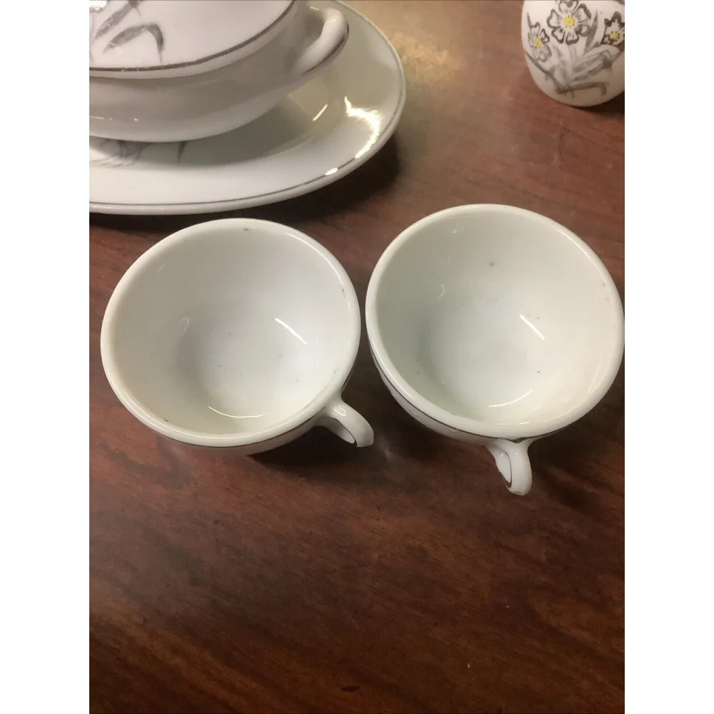 Vintage 12 Piece Children's Porcelain Tea Set - Tea Pot, Saucers, Cups - Japan